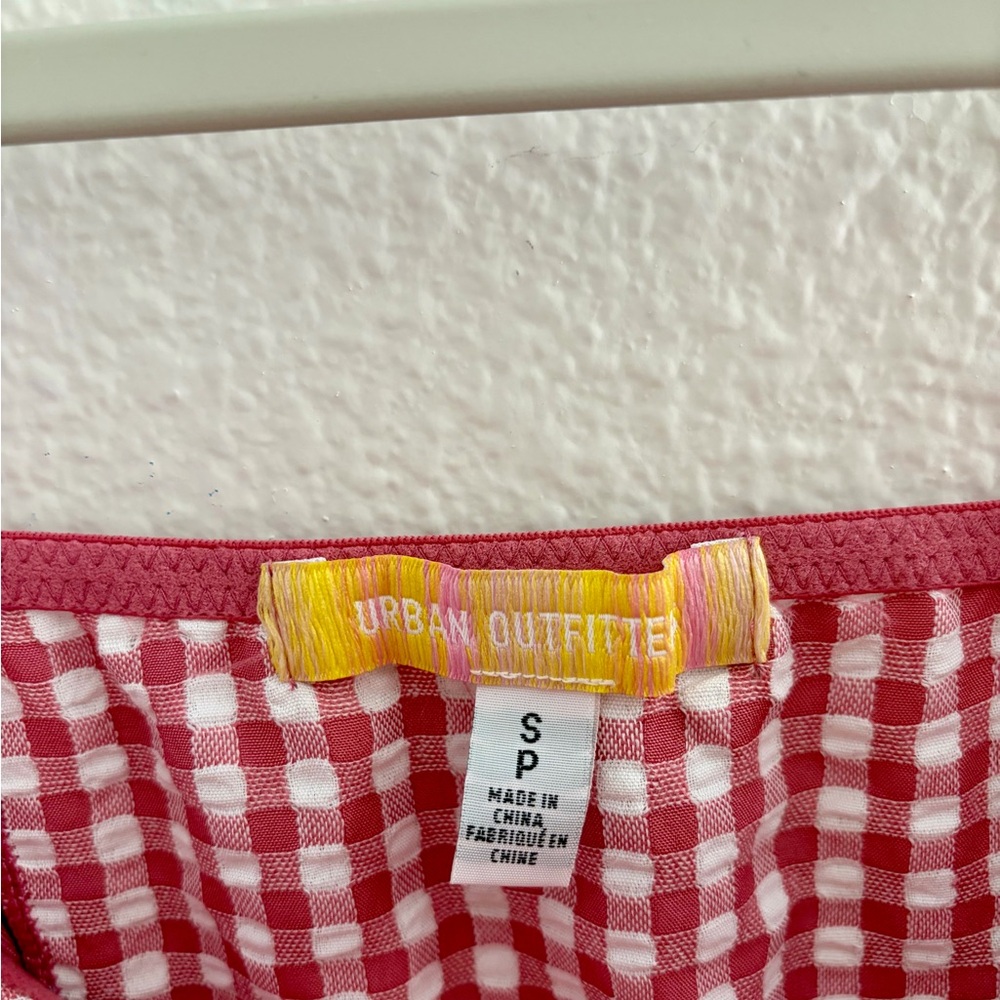 Urban Outfitters Pink Gingham Corset Mini Dress Eyelet Bustier SP - Picture 2 of 15